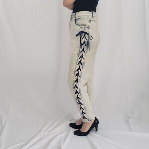 80s Acid Wash Lace‎ Up Jeans